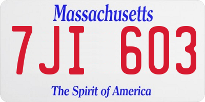 MA license plate 7JI603