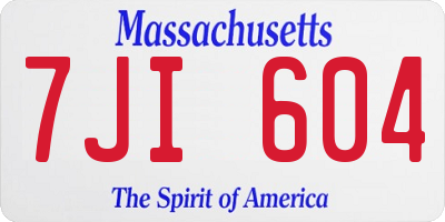 MA license plate 7JI604