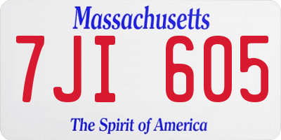 MA license plate 7JI605