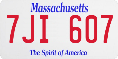 MA license plate 7JI607