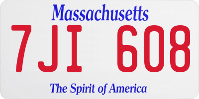 MA license plate 7JI608