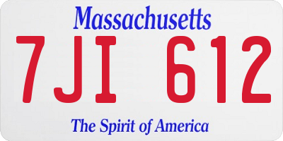 MA license plate 7JI612