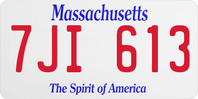 MA license plate 7JI613