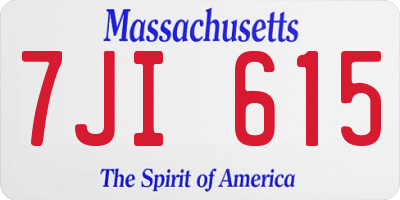 MA license plate 7JI615