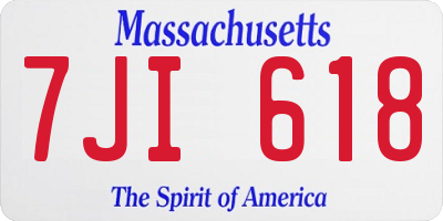 MA license plate 7JI618