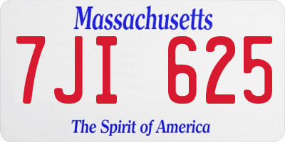 MA license plate 7JI625