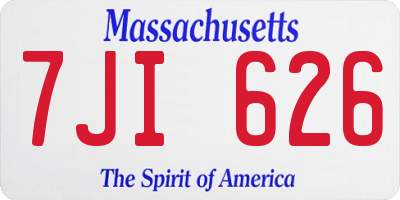 MA license plate 7JI626