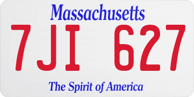 MA license plate 7JI627