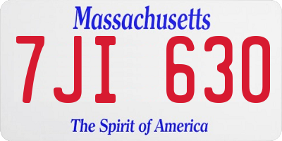 MA license plate 7JI630