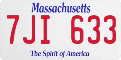 MA license plate 7JI633