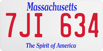 MA license plate 7JI634