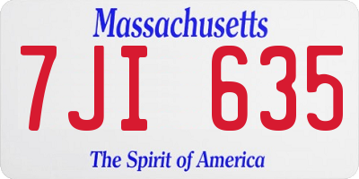 MA license plate 7JI635