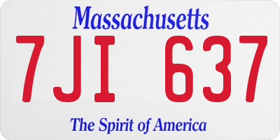 MA license plate 7JI637