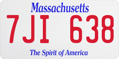 MA license plate 7JI638