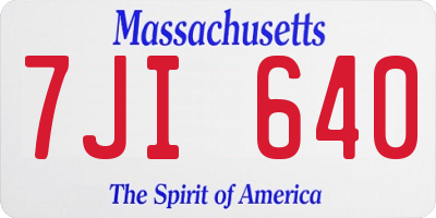 MA license plate 7JI640