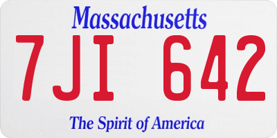 MA license plate 7JI642