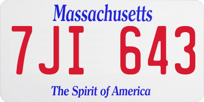 MA license plate 7JI643