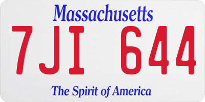 MA license plate 7JI644