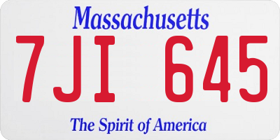 MA license plate 7JI645