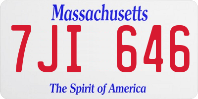 MA license plate 7JI646