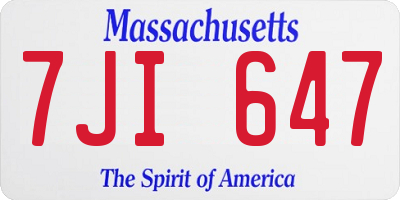 MA license plate 7JI647