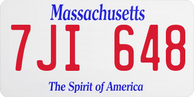 MA license plate 7JI648