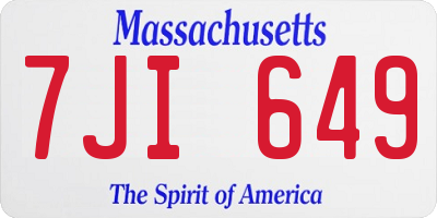 MA license plate 7JI649