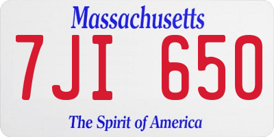 MA license plate 7JI650