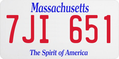 MA license plate 7JI651