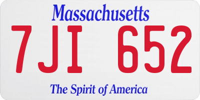 MA license plate 7JI652