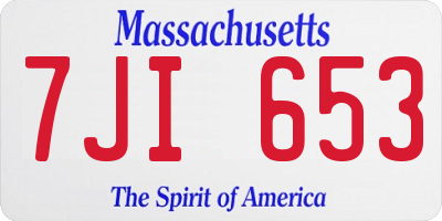 MA license plate 7JI653