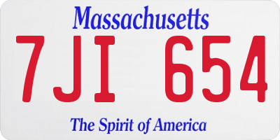 MA license plate 7JI654