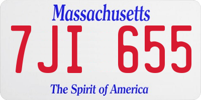MA license plate 7JI655
