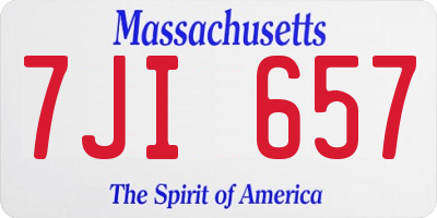 MA license plate 7JI657