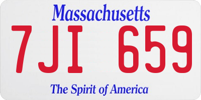 MA license plate 7JI659