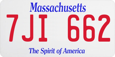MA license plate 7JI662