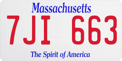 MA license plate 7JI663