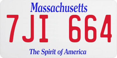 MA license plate 7JI664