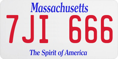 MA license plate 7JI666