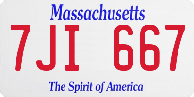 MA license plate 7JI667