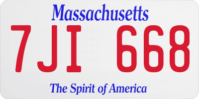 MA license plate 7JI668