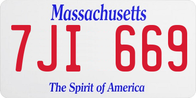 MA license plate 7JI669