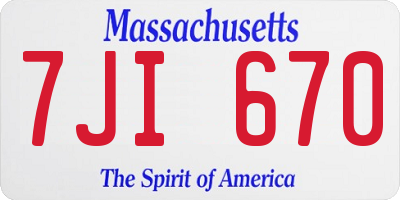 MA license plate 7JI670