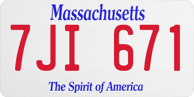 MA license plate 7JI671