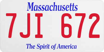 MA license plate 7JI672