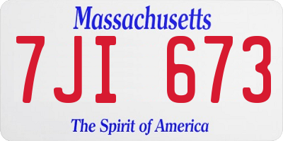 MA license plate 7JI673