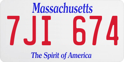 MA license plate 7JI674