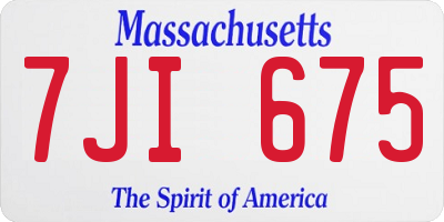 MA license plate 7JI675