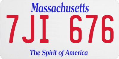 MA license plate 7JI676