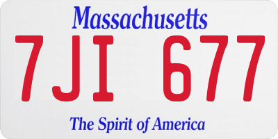 MA license plate 7JI677
